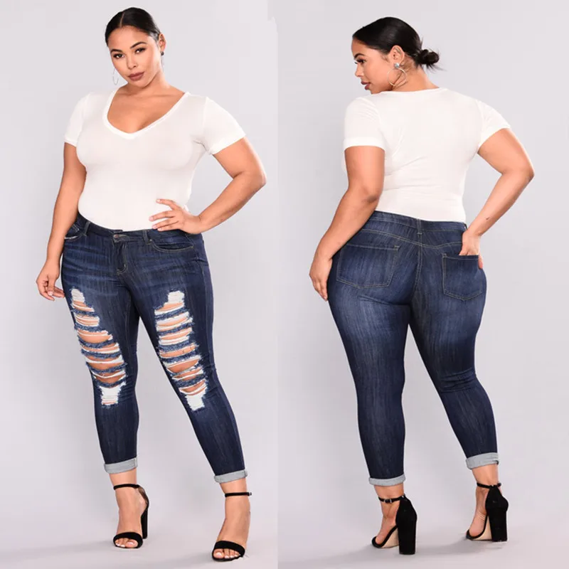 plus size jeans Jeseca Распродажа Осень Зима теплые PU длинные брюки для женщин сексуальные узкие брюки карандаш элегантные дамские брюки капри длиной до щиколотки - Цвет: plus size jeans