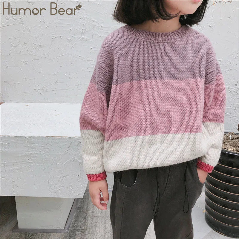 Humor Bear/; Детский свитер; сезон зима-осень; Новинка; корейский стиль; Теплые Топы для мальчиков и девочек; широкий модный свитер - Цвет: purple