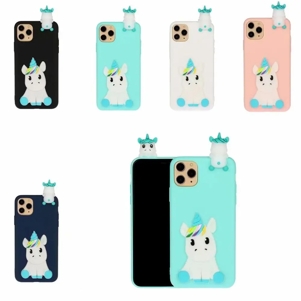 Для iPhone 11 Pro XS Max XR X 6S 7 8 Plus чехол 3D единорог Capinha Funda женский Мягкий силиконовый чехол