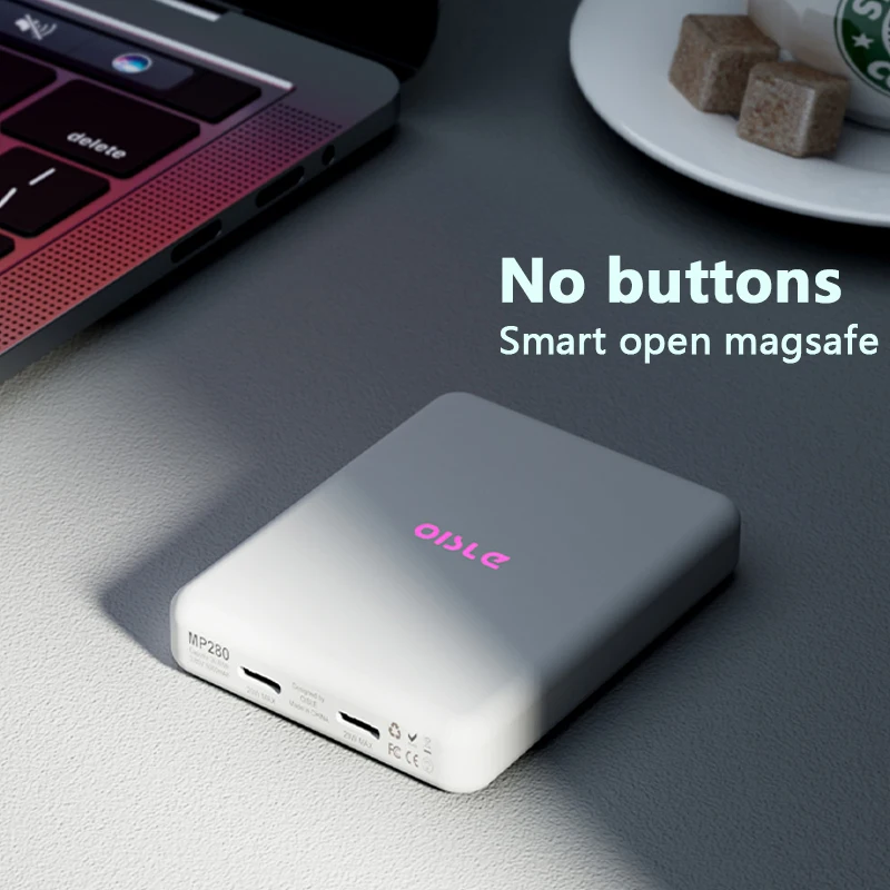 OISLE 8000mah Magsafe Power Bank Dual PD Fast Charger Wireless Portable External Battery Magnetic For Iphone 12 13 14 15 proMax 4