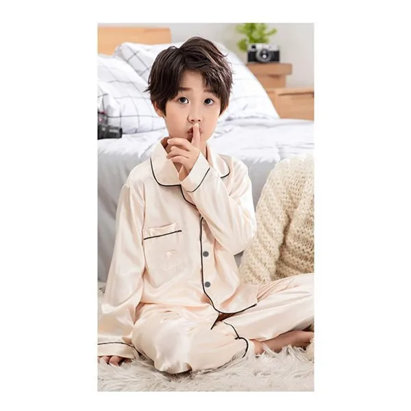 JULY'S SONG/пижамный комплект для всей семьи; новые пижамы из искусственного шелка; детская одежда для сна; пижамы для родителей и детей; Семейные комплекты; женские пижамы - Цвет: Boy02