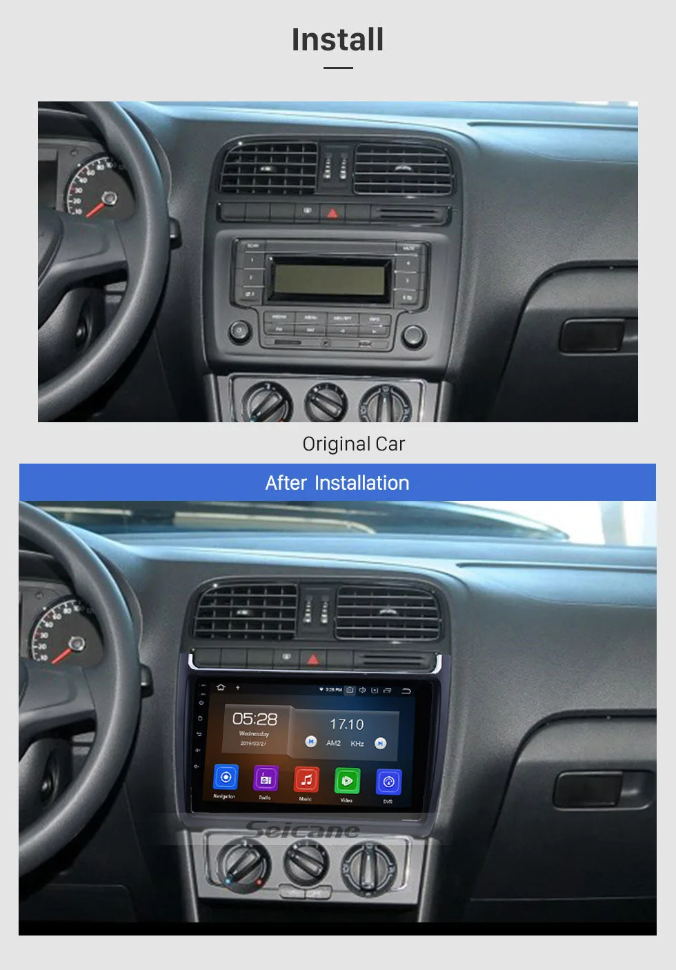 Cheap Seicane HD 9 inch Android 9.0 Car Stereo for 2012 2013 2014 2015 VW Volkswagen POLO Multimedia Player Auto Radio GPS Navi 1