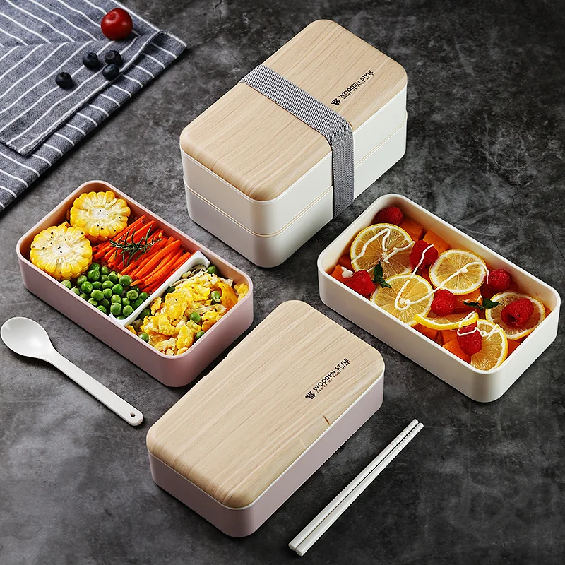 Oneisallмикроволновый двухслойный Ланч-бокс 1200 мл деревянный салат Bento box BPA бесплатно портативный контейнер для работников студентов