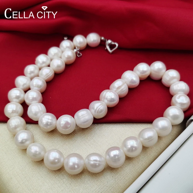 Cellacity collar de perlas para mujer, joyería fina de 11 Perla Natural de agua dulce, regalo abuela y elegante para mamá|Collares| - AliExpress