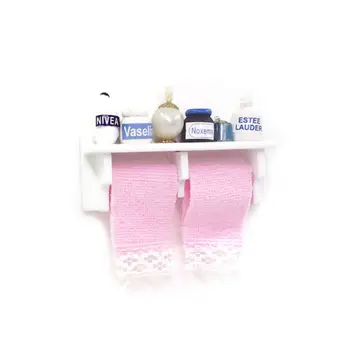 

1:12 Dollhouse Bathroom Wall Frame Cosmetic Towels Rack Miniature Furniture Toys P31B