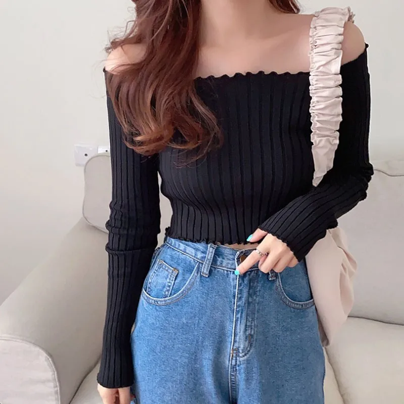 

Solid Color Women Full Sleeve Square Neck Sweater 2020 New Knitted Basic Elasticity Pullovers Autumn Jumpers Ladies