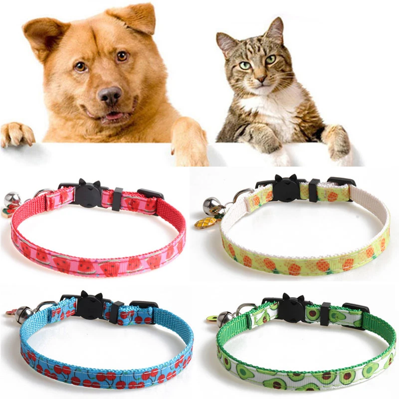 Collar ajustable de para perros gatos, con patrones piña, sandía, cereza, aguacate y fresa, para mascotas|Collares| - AliExpress
