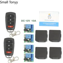 433MHz Universal Wireless Remote DC12V 10Amp 1CH 4 gangs rf Relay and Transmitter Remote Control 1527 learning security code