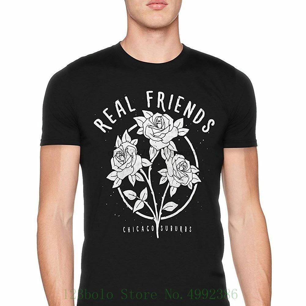 

Real Friends - Flowers T Shirt - New Official Top Tee 100% Cotton Humor Loose Crewneck Tee Shirts