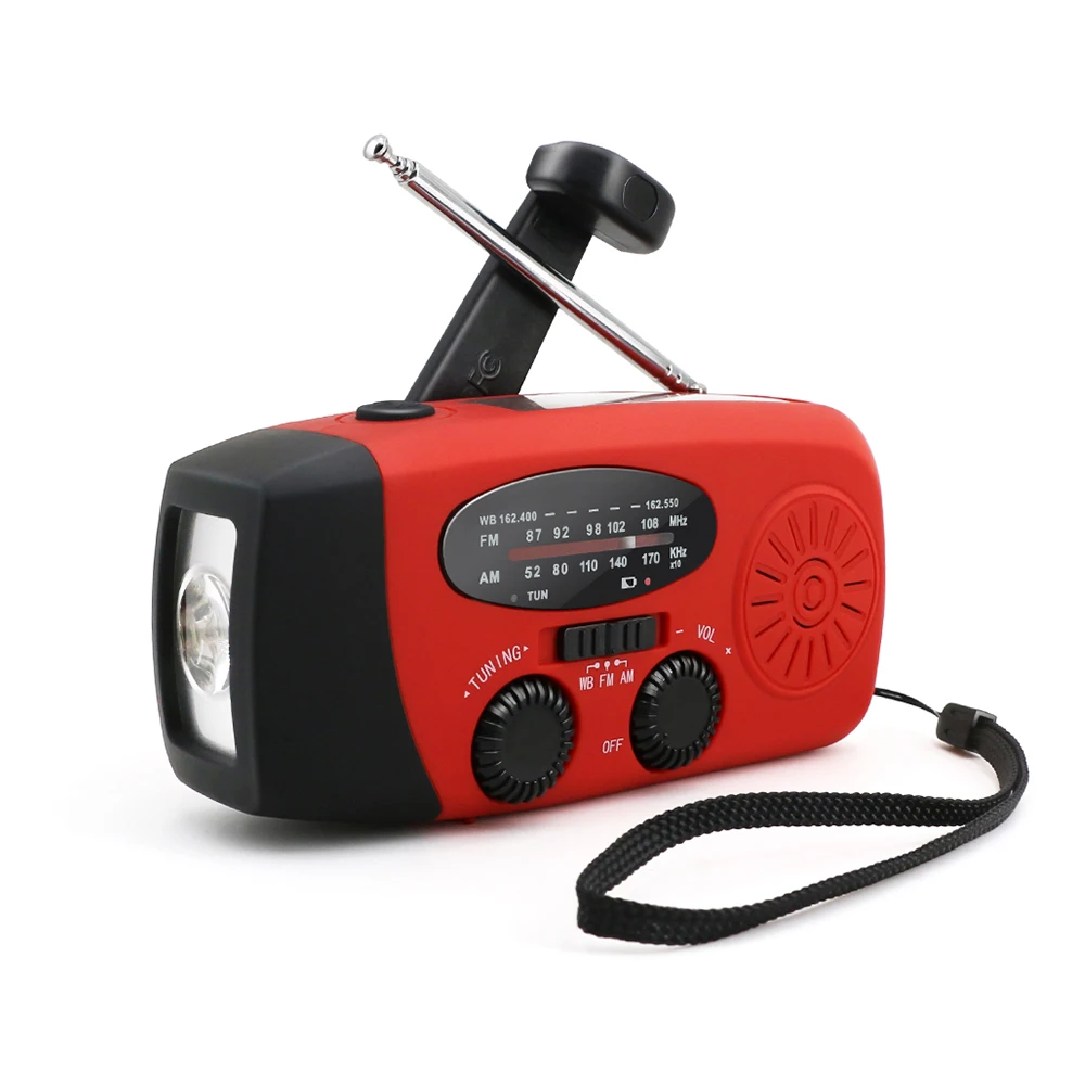 

Multifunctional Hand Radio Solar Crank Dynamo Powered AM/FM/NOAA Weather Radio Emergency LED Flashlight Power Bank US Version