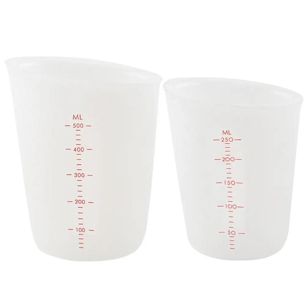250 мл/500 мл полупрозрачная двойная шкала силиконовая домашняя мягкая измерительная чашка для выпечки Инструменты Прочный нескользящий легко носить с собой