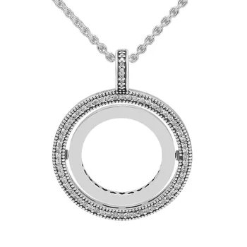 

CKK Round Necklace Silver 925 Sterling Jewelry Spinning Hearts Necklaces for Lady Girl gift free shipping N073