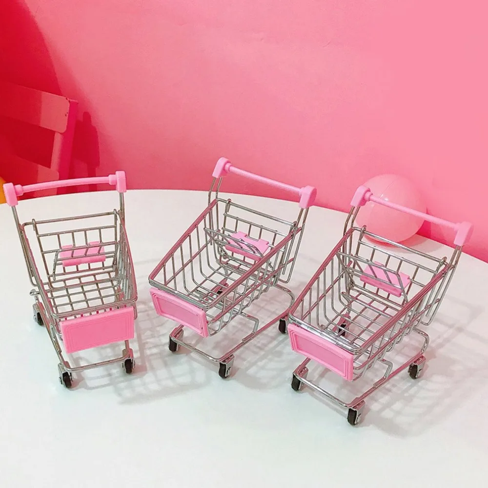 Мини розовая Тележка для покупок миниатюрная мебель для кукольного дома моделирование магазинная Тележка для покупок для детей девочек