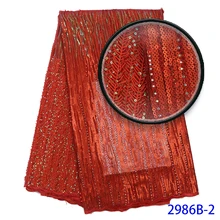 Лидер продаж кружевная ткань ярко-оранжевый африканская ажурная ткань с блестками французский чистая ткани для вечерние платье AMY2986B