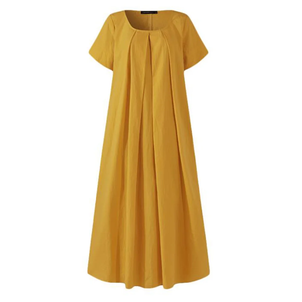 Vestido bohemio holgado de lino de talla grande para mujer, caftán de algodón, informal, de verano, 5XL, 2021