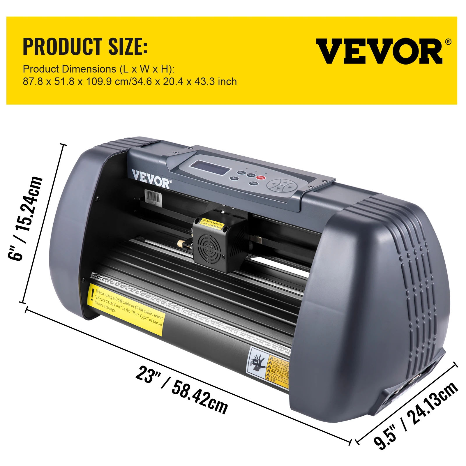 VEVOR Impresora de Vinilo de 375 mm, Impresora de Trazador de 14 pulgadas con Alimentación Máxima de Papel con Fuerza Ajustable y Máquina de Corte de Vinilo de Velocidad para Hacer Letreros