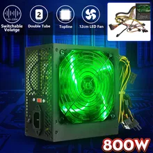 Alimentation électrique pour ordinateur, 120MM, 800W, avec ventilateur led, tension de commutation manuelle, ATX 12V, 110 ~ 220V