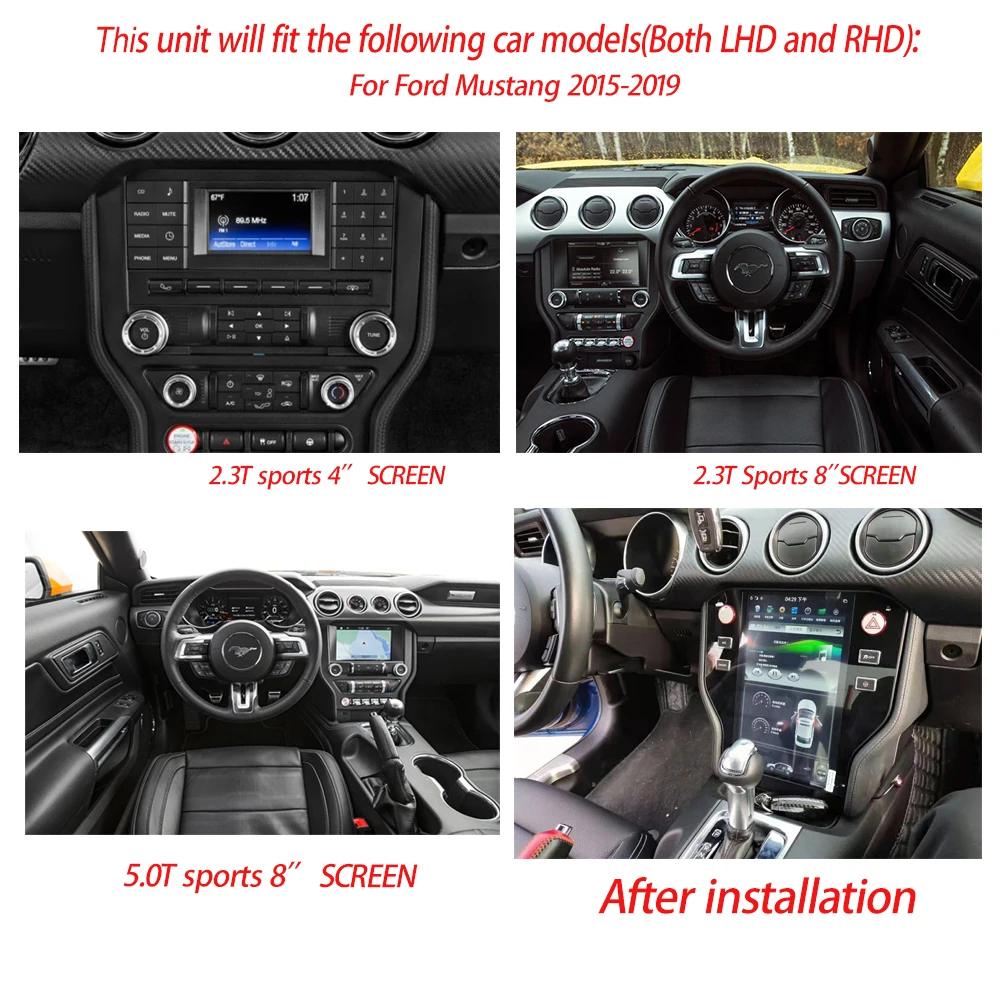 Sale Android 8.1 Tesla Vertical screen for Ford Mustang 2015-2019 car audio radio multimedia system gps navigation car dvd IPS AUX 1