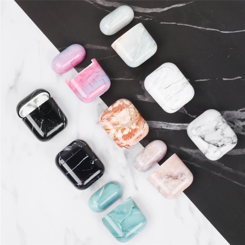 Luxury Marble Stone Case For Airpods Wireless Earphone Shockproof PC Hard Cover Apple Air Pods 1 2 Headphone Protective Capa | Электроника
