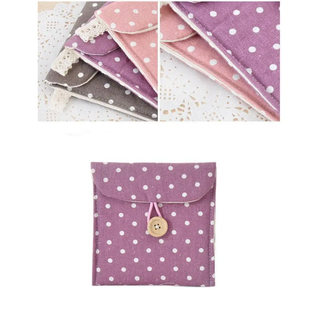 Purple Sanitary Towel Napkin Tampons Personal Holder Easy Bag Girl Organizer 12.5 X 12.2cm Polyester Storage box for female | Дом и сад