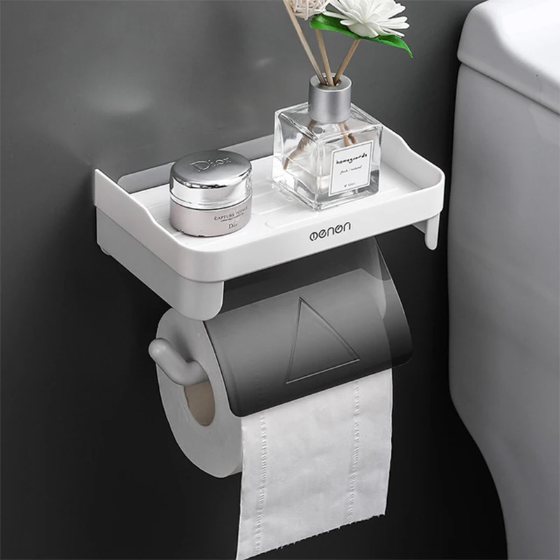 Toilet Paper Holder Wall Mount Bathroom Tissue Accessories Rack Self Adhesive Punch Free Kitchen Roll Paper