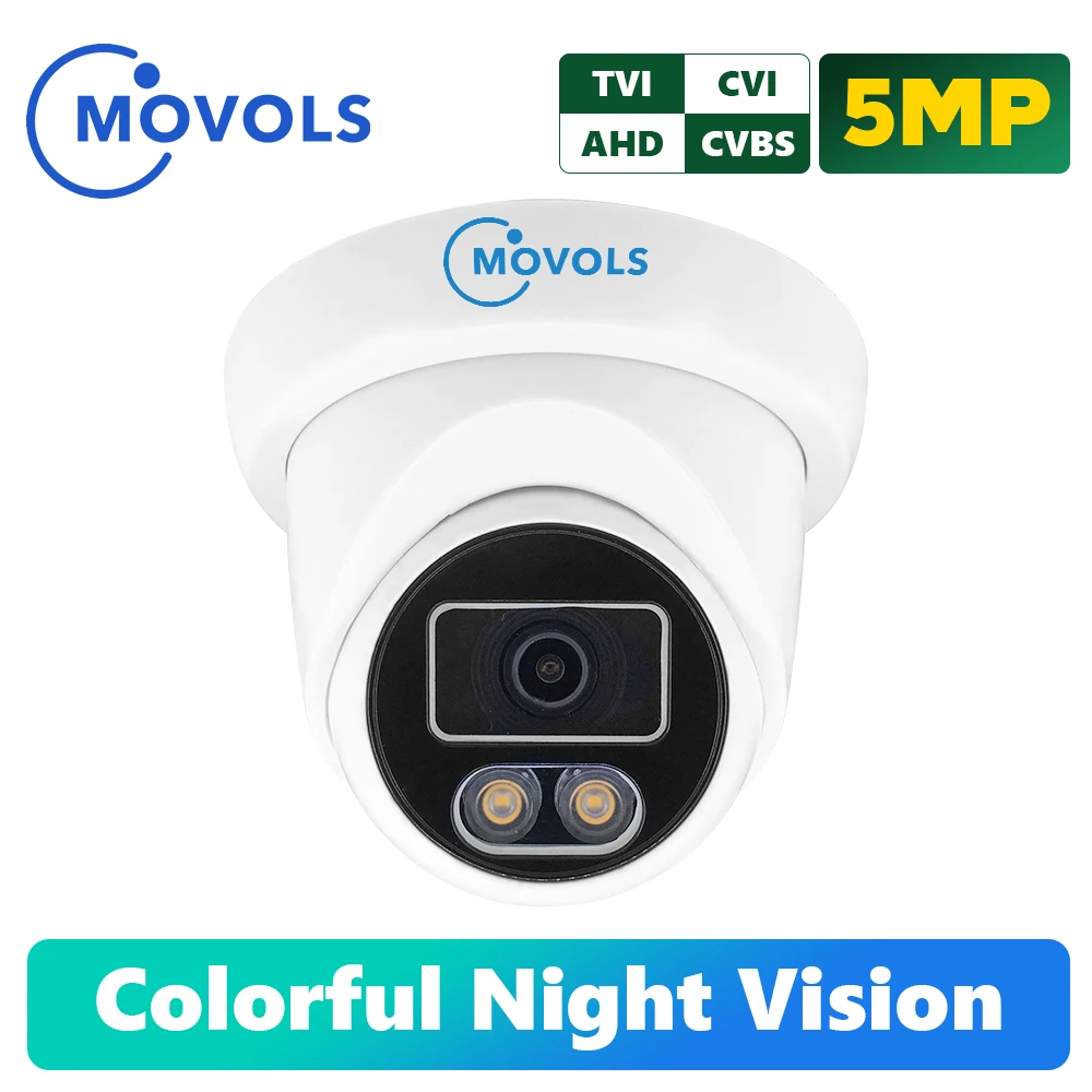 Movols 5MP 2MP Colorful Night Vision Securiry Camera AHD/TVI/CVI/ Analog 4 IN 1 Video Surveillance CCTV  Waterproof Doom Camera