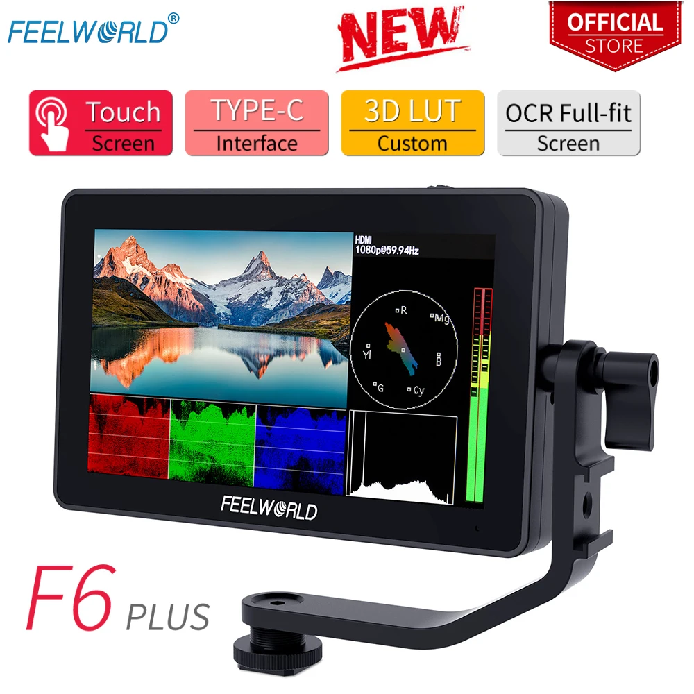 

FEELWORLD F6PLUS 5.5 Inch on Camera DSLR Field Monitor IPS Touch Screen FHD 4K HDMI 1920x1080 3D LUT Waveformfor Rig Gimbal