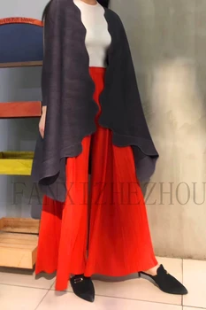 

2020 New Miyake Pleated Large Swing Super Wide Solid Color Cardigan Windbreaker Female