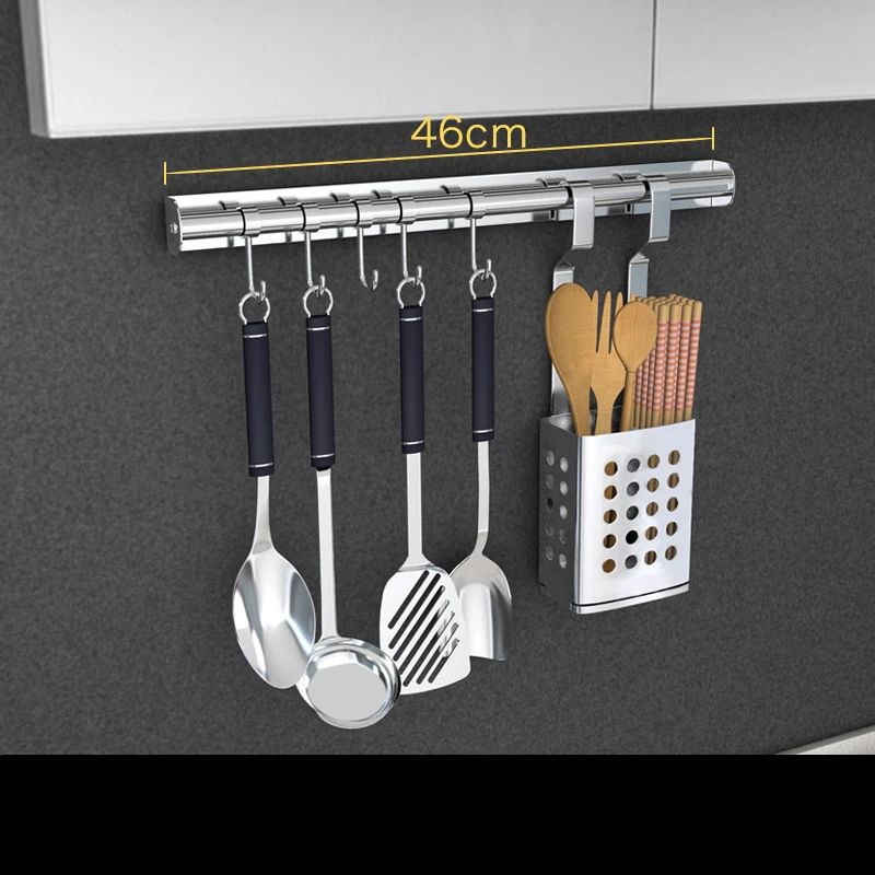 

Wall Mounted Pot Pan Rack Multifunctional Kitchen Bookshelf Storage Rack with Bottle Rack Stainless Steel Cutlery Blocks Hang