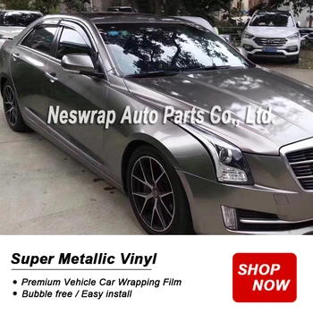 

Premium Car wrapping gloss vinyl wrap Brownish grey metallic wrapping film low initial tack adhesive Bubble free