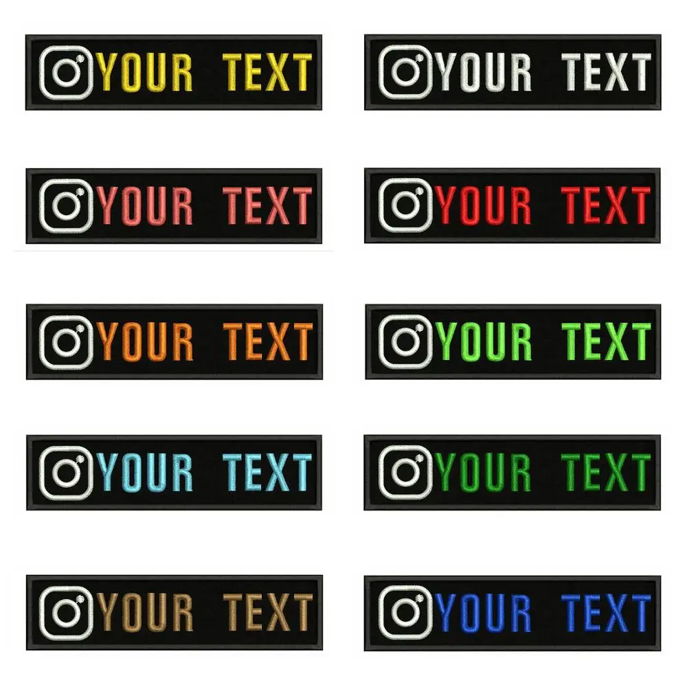 Логотип instagram 10х2 5 см вышивка под заказ имя заплатка с текстом полосы значок