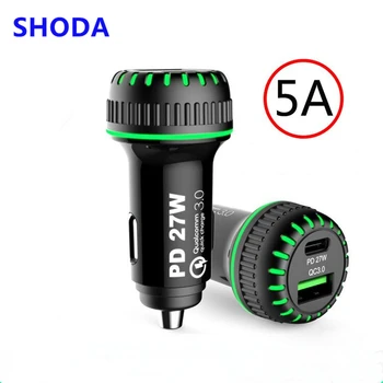 

SHODA 18W 27W Quick Charge 3.0 USB Car Charger For Huawei Supercharge SCP QC3.0 Fast PD USB Tpye C Car Phone Charger