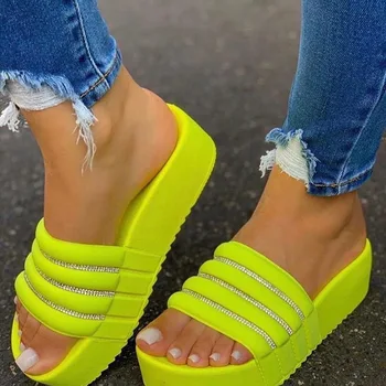 

Women's Slippers Fashion Casual Slippers Women Thick Platforms Shoes Slippers Flip Flops Ladies Slides Rome Beach Sandals
