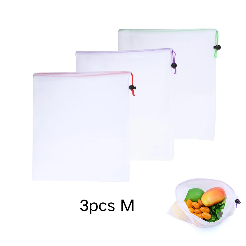 Reusable Mesh Produce Bags - Washable Eco-Friendly Storage for Groceries, Toys, and More - Set of 3/9/15 Pieces