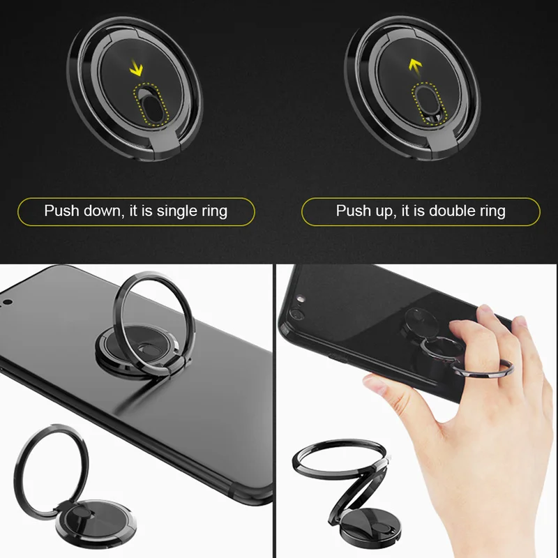 

Rotating Double Ring Lazy Bracket Phone Tablet Bracket Magnetic Car Mount Phone Holder CellPhone Stand Finger Ring Desk Bracket