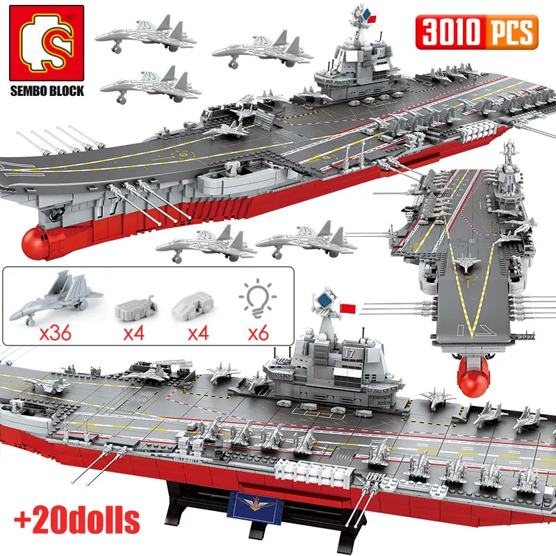 SEMBO 3010 шт. WW2 военный корабль Cruiser строительные блоки городской полиции