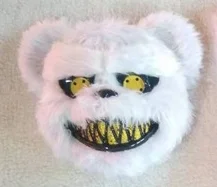 white bear New Halloween Masquerade Evil Bloody Rabbit Teddy Bear Cosplay Horror Mask For Kids Adults Easter Props Family Party Plush - Цвет: white bear