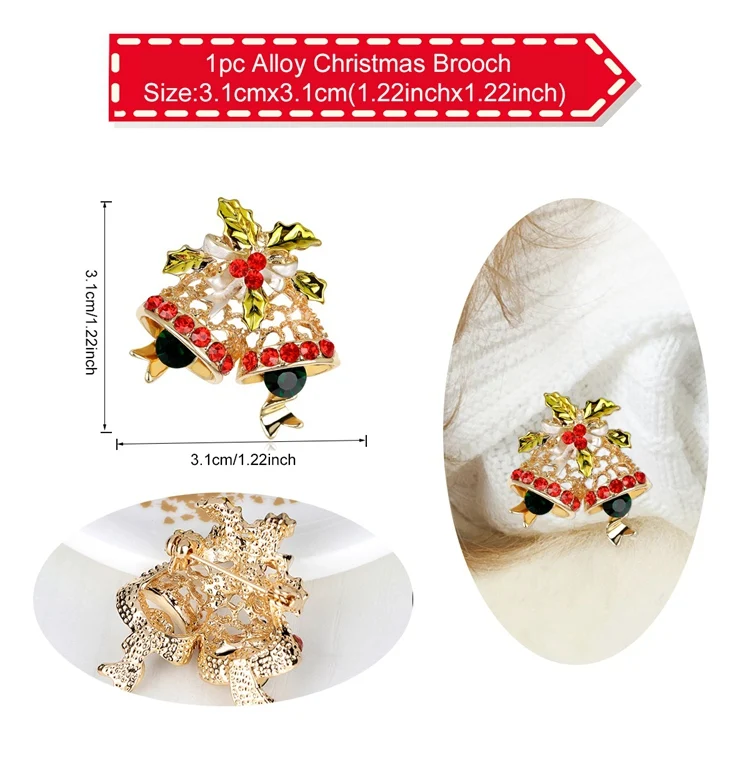 Подарки на год Санта Клаус ожерелья Серьги Рождественские украшения подарок на Рождество Navidad - Цвет: Alloy Brooch F