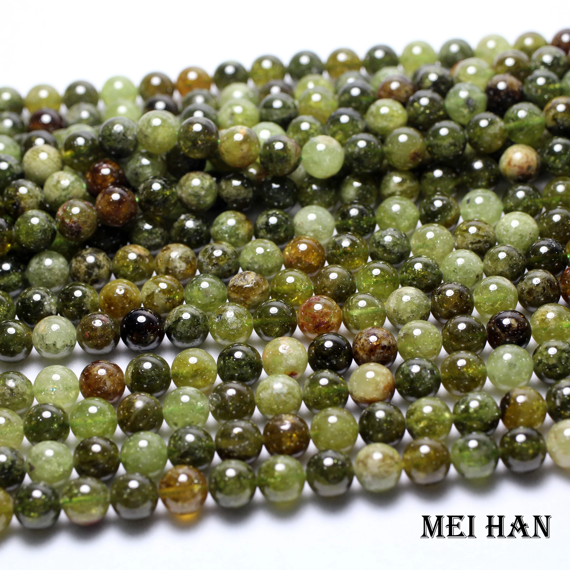 Meihan подлинный натуральный(approx38beads/set) 10 мм зеленый Гарнетт Гладкий Круглый камень бусины для изготовления ювелирных изделий DIY