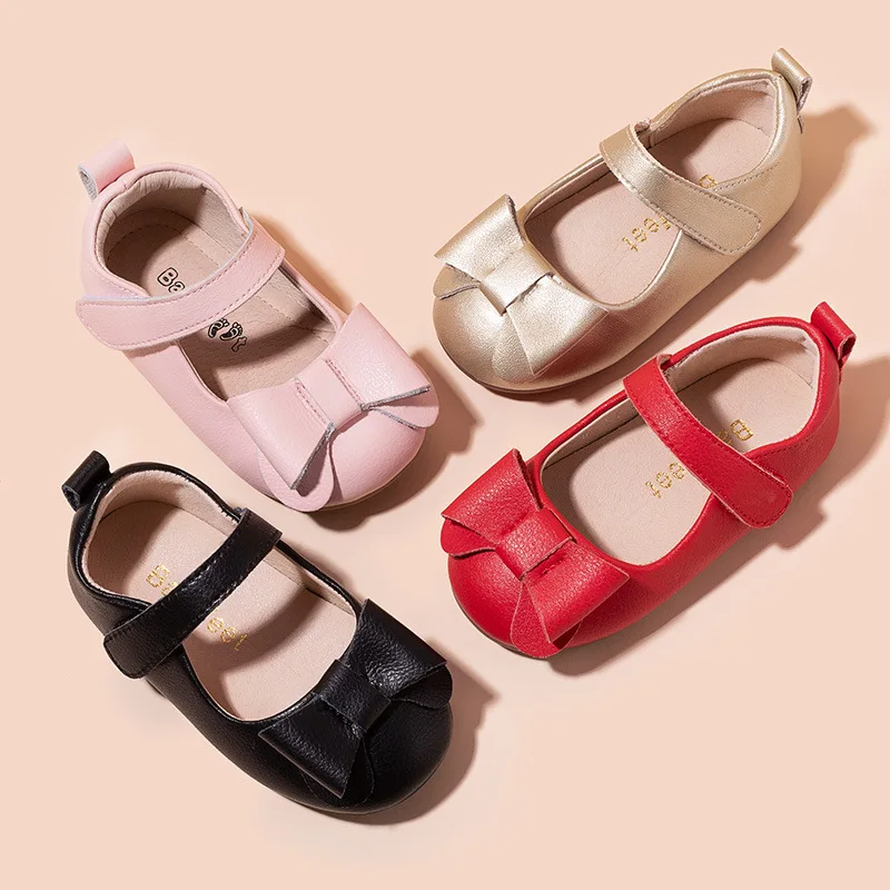 Arco do Bebê Caminhantes do Bebê Upscale Couro Genuíno Meninas Sapatos Moda Dança Princesa Mocassins Primeiro