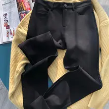 Женские брюки черные узкие брюки плисовые джинсы осень/зима эластичные тонкие обтягивающие леггинсы