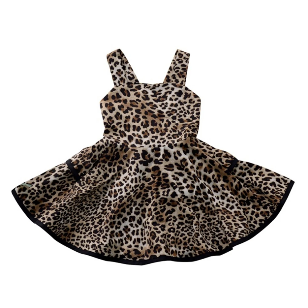 LOOZYKIT Baby Girls Leopard Ruffle Dress Clothes Fashion Summer Print Sleeveless Party Sundress Outfits Backless Stretch Vestido