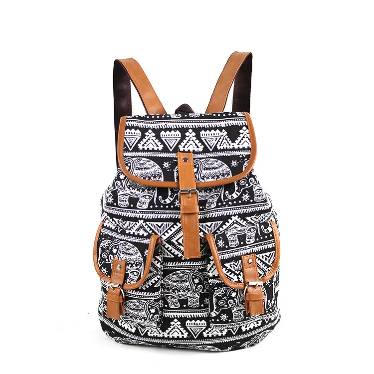 Estilo étnico de la escuela impresión de bolsas mochila de viaje de la mujer mochila bolsa para ocio de gran capacidad bolso de la escuela del estudiante Plecak Damski