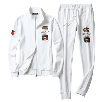 

Genuine ATMS high quality fashion new men's suit autumn 95% cotton fabric zipper stand collar black and white casual tracksuit