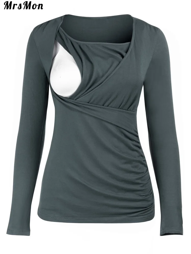 

New Round collar, long sleeves, slim maternity wear, T-shirt, lactation jacket nursing dresses breastfeeding jacket for feeding