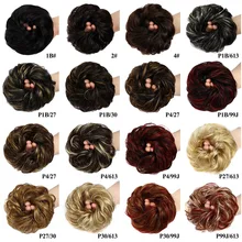 Bhf 100% cabelo humano bun costurado um updo encaracolado confuso donut chignons peça peruca máquina remy europeu ondulado pães