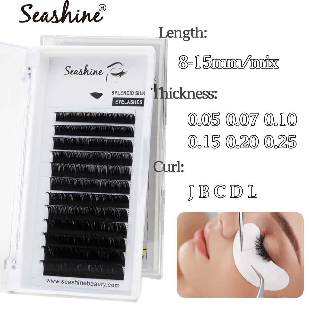 Seashine ресницы для наращивания J, B, C, D, L Curl объем ресниц Микс Длины Индивидуальные ресницы классические ресницы для наращивания объема вентиляторы ресниц
