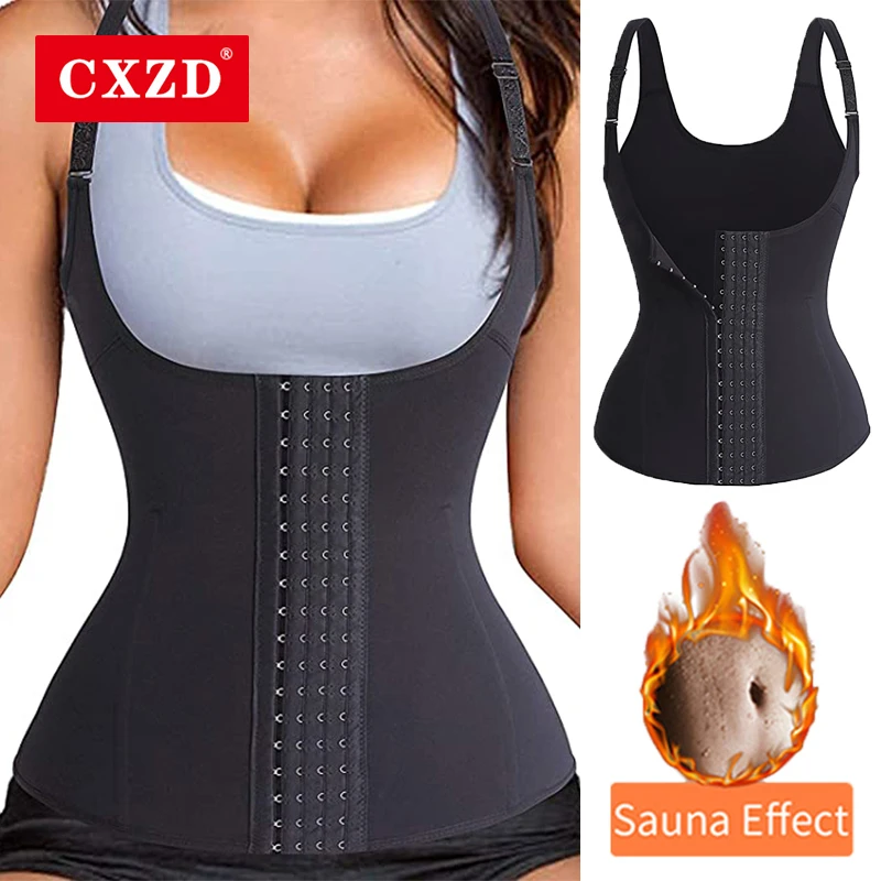 CXZD 2021 Hot Waist Trainer Cincher Body Shaper Underwear Lingerie  4 Breasted Tummy Abdominal Trimmer Corset Fat Burning Vest best body shaper