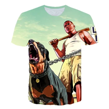 Grand Theft Auto Game-camisetas de verano GTA 5 para hombre, camiseta guay GTA5, camiseta colorida con estampado 3D, ropa divertida