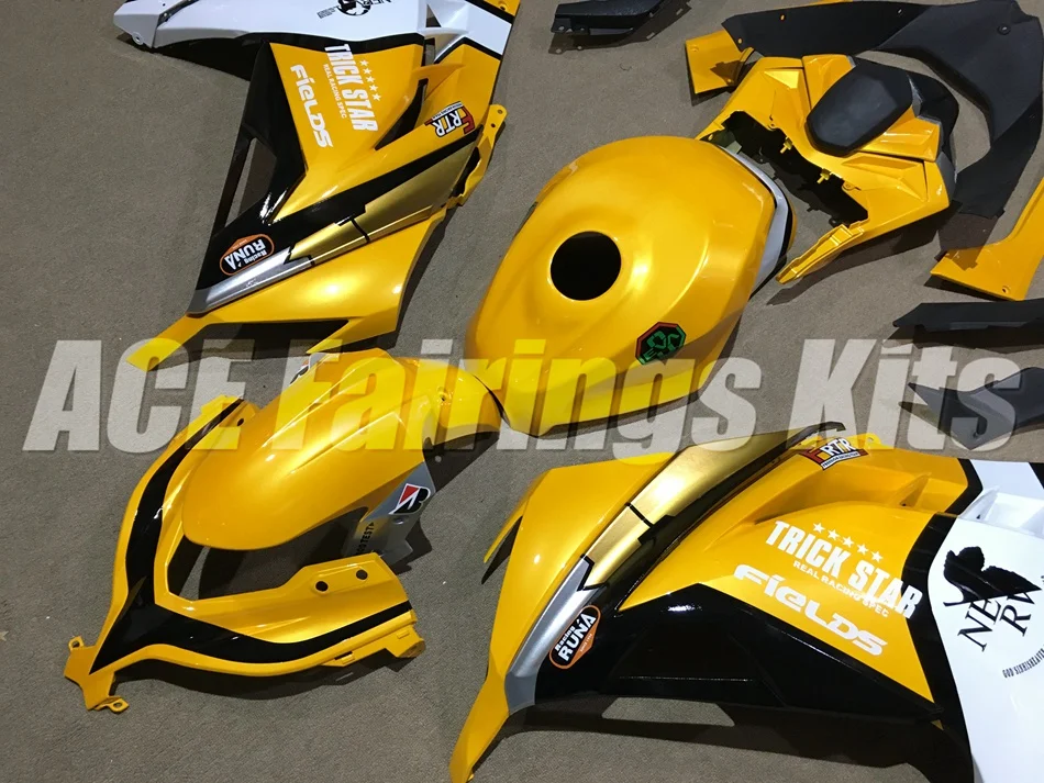 ABS Полный комплект обтекателя Для Kawasaki Ninja300 EX300 300R 2013, 13, 14, 15, 16, 17, Обтекатели+ крышка бака желтый цвет